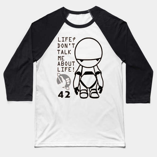 Marvin - Hitchhiker's Guide to the Galaxy Baseball T-Shirt by OtakuPapercraft